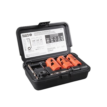 Klein Tools Electrician's Hole Saw Kit with Arbor 3-Piece 32905